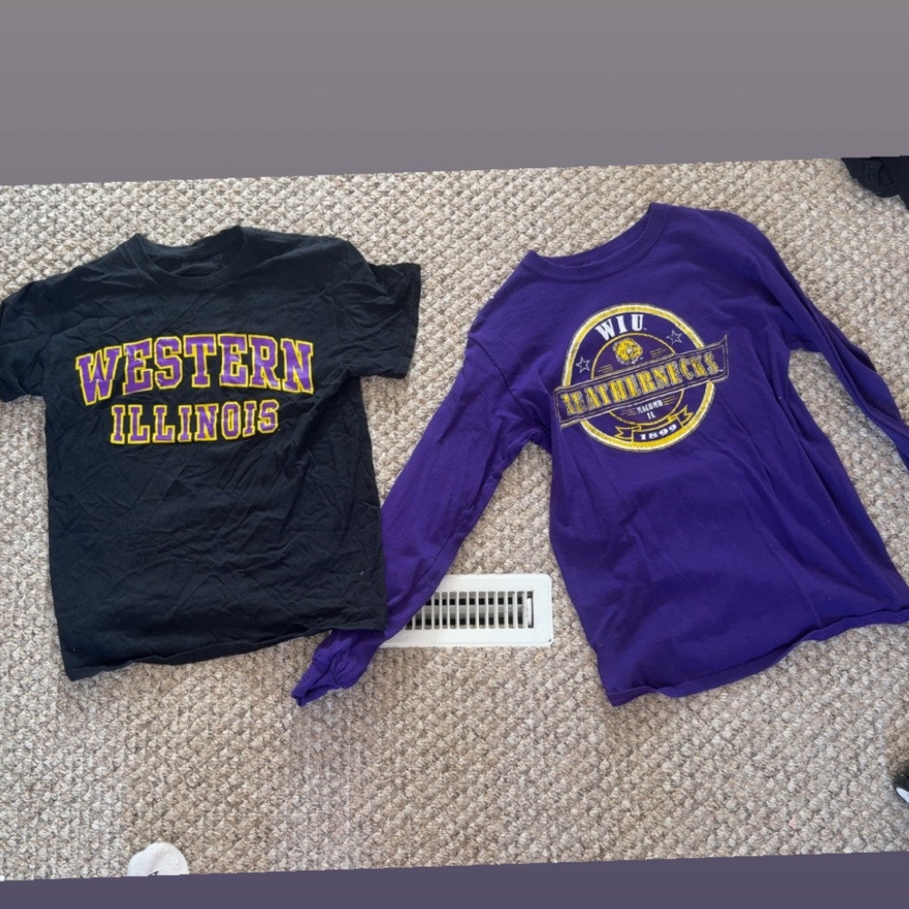 Western Illinois T-Shirt and Long Sleeve Set - Black and Purple.
